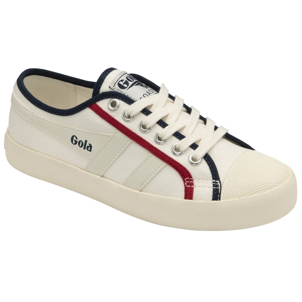 Gola Vegan Classics Coaster Smash Shoes Blancos Azul Marino Rojos Oscuro Mexico | IKL-791056