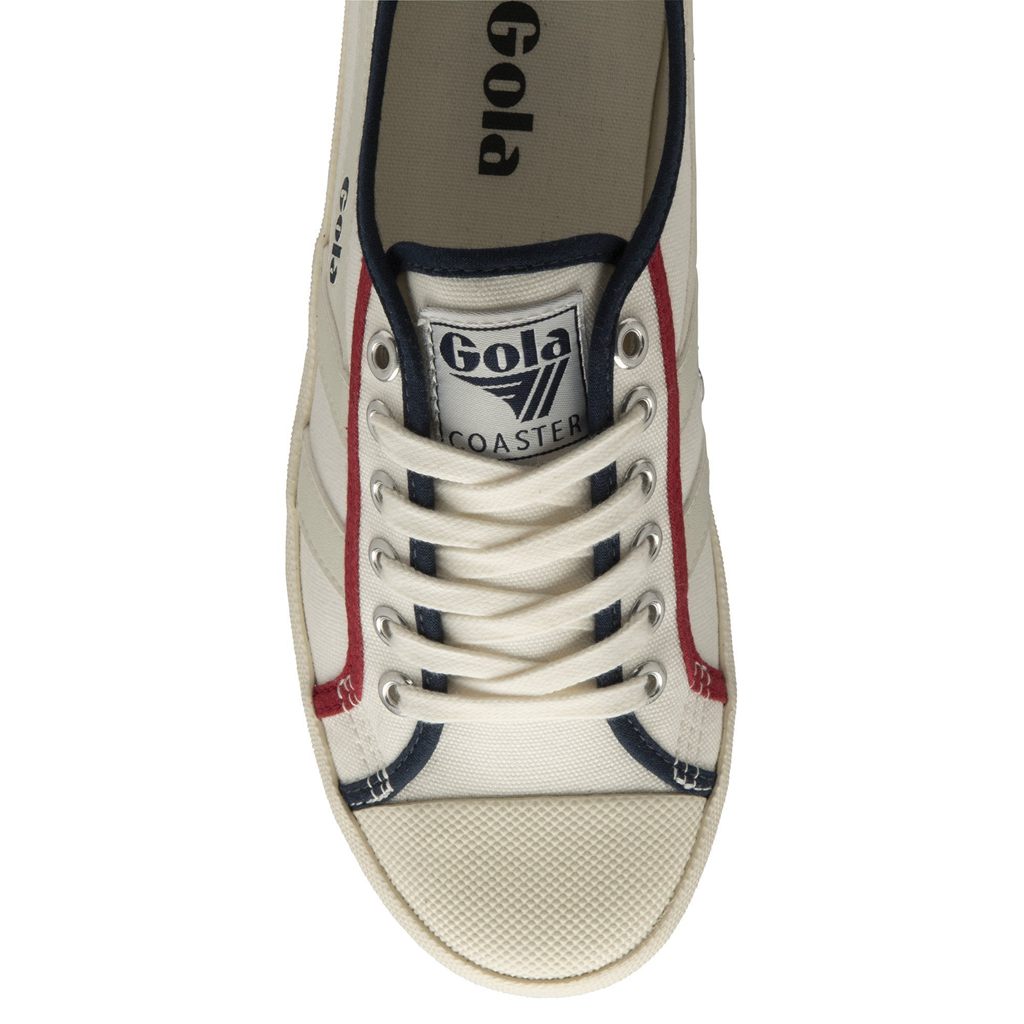 Gola Vegan Classics Coaster Smash Shoes Blancos Azul Marino Rojos Oscuro Mexico | IKL-791056