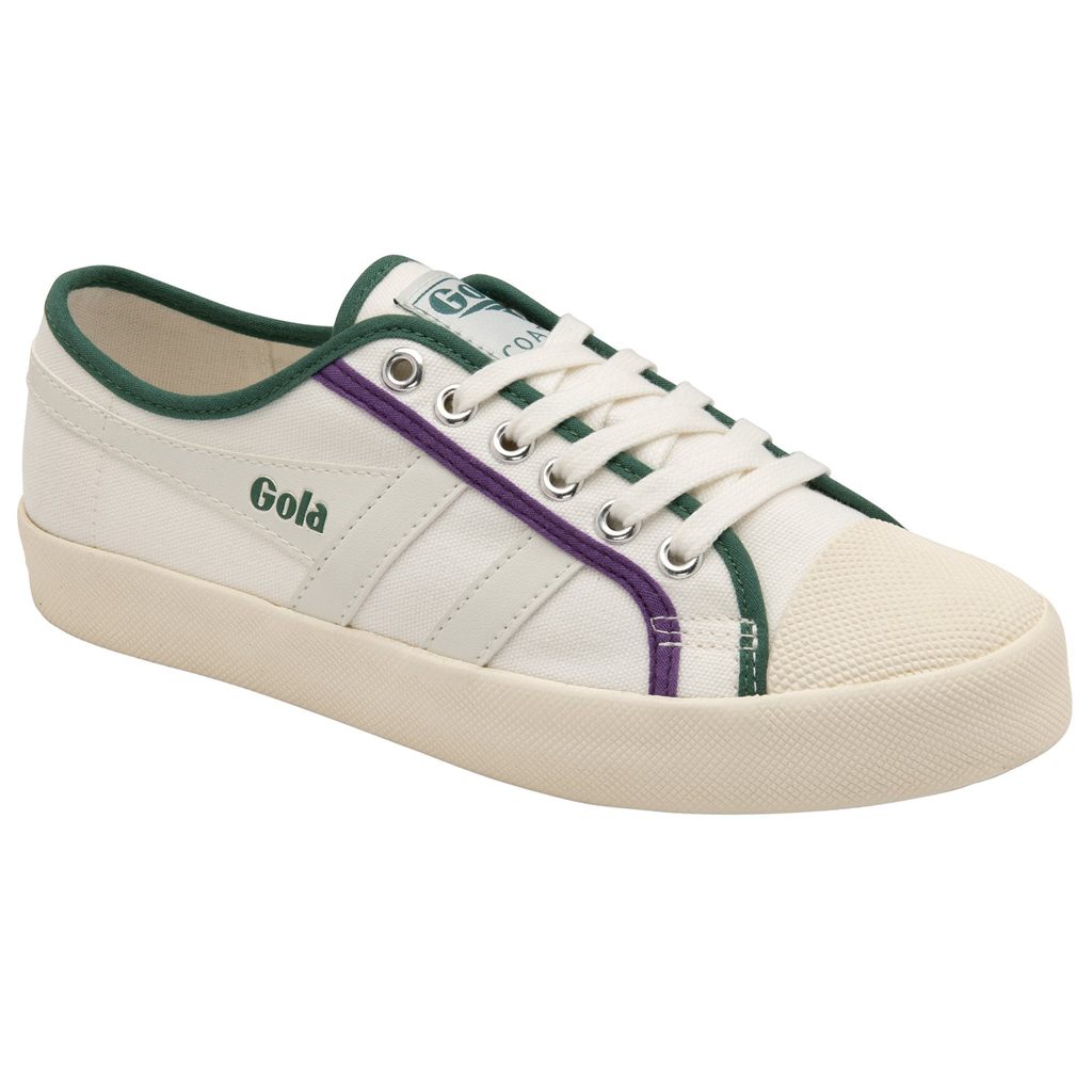 Gola Vegan Classics Coaster Smash Shoes Blancos Verdes Oscuro Morados Mexico | QHG-468052