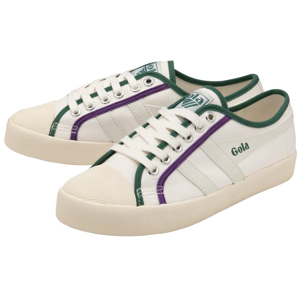 Gola Vegan Classics Coaster Smash Shoes Blancos Verdes Oscuro Morados Mexico | QHG-468052