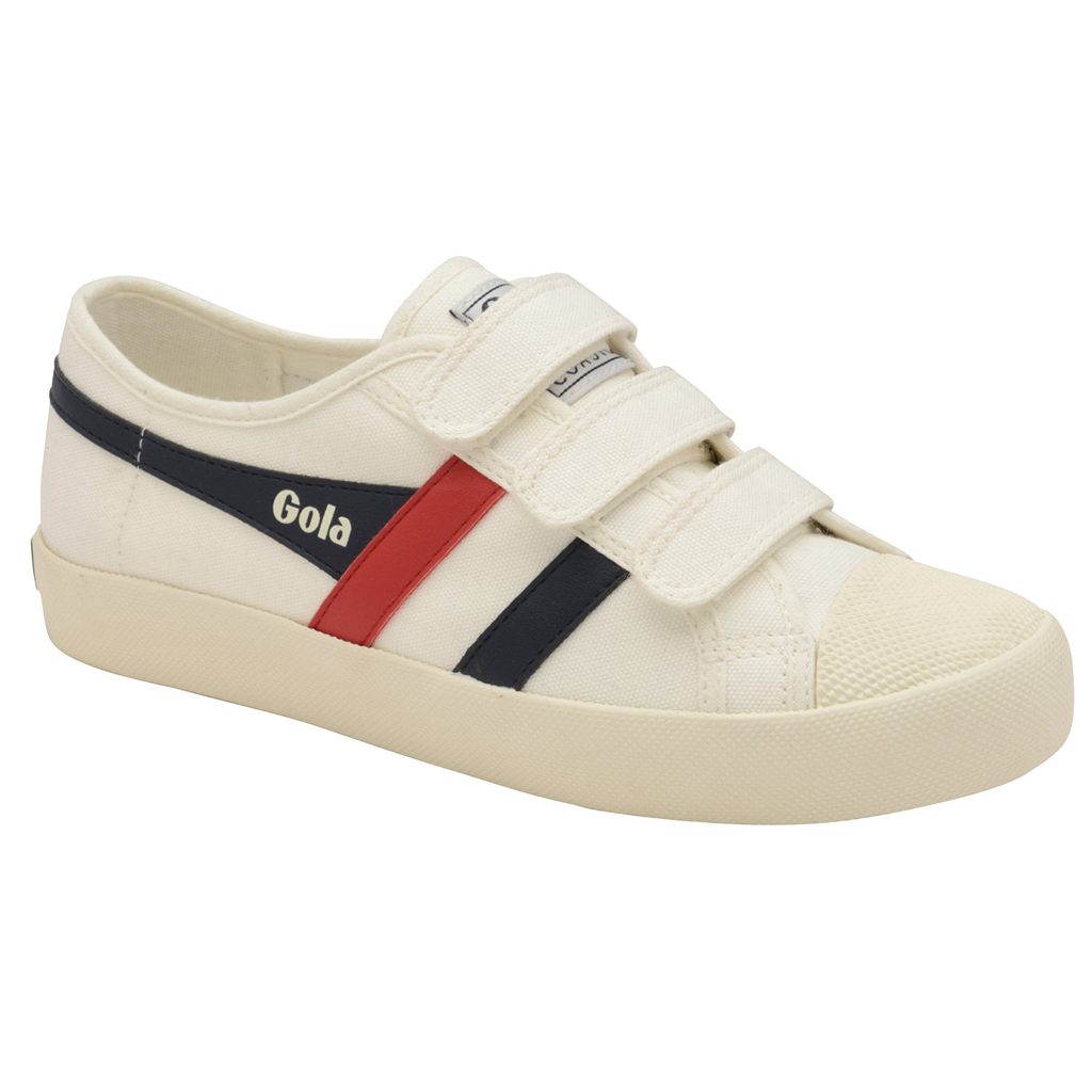 Gola Vegan Classics Coaster Strap Sneakers Blancos Azul Marino Rojos Mexico | ILJ-932754