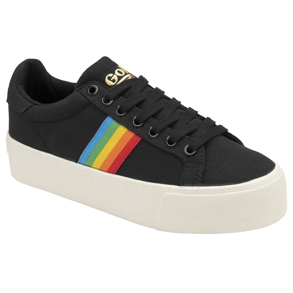 Gola Vegan Classics Orchid Platform Rainbow Shoes Negros Mexico | YQV-475038