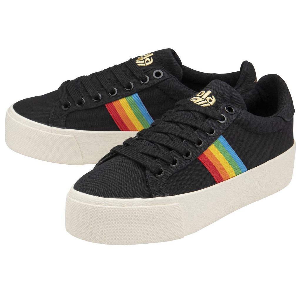 Gola Vegan Classics Orchid Platform Rainbow Shoes Negros Mexico | YQV-475038