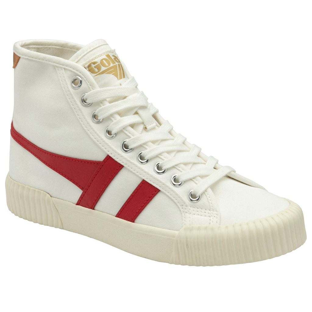 Gola Vegan Classics Rally High Plimsoll Sneakers Blancos Rojos Albaricoque Mexico | ZNR-967421