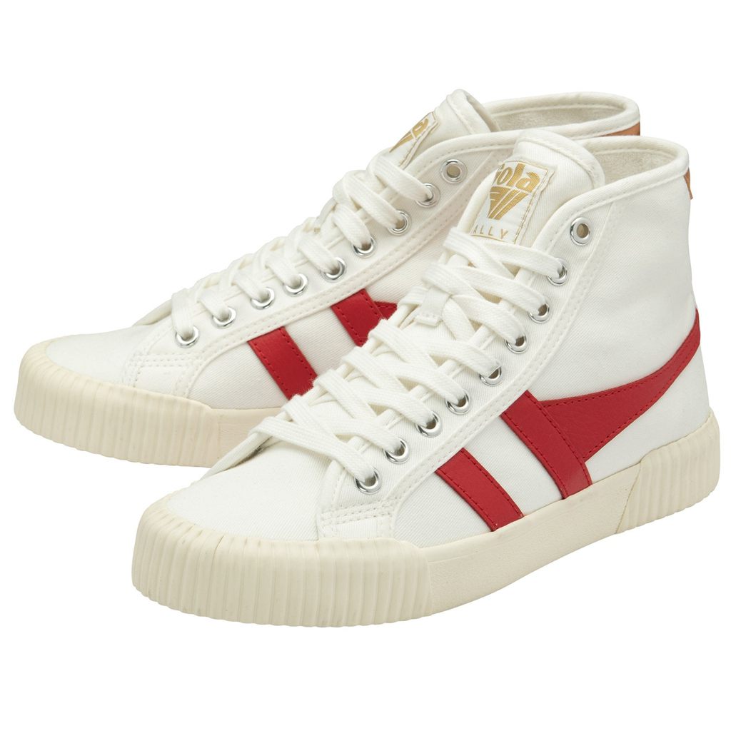 Gola Vegan Classics Rally High Plimsoll Sneakers Blancos Rojos Albaricoque Mexico | ZNR-967421