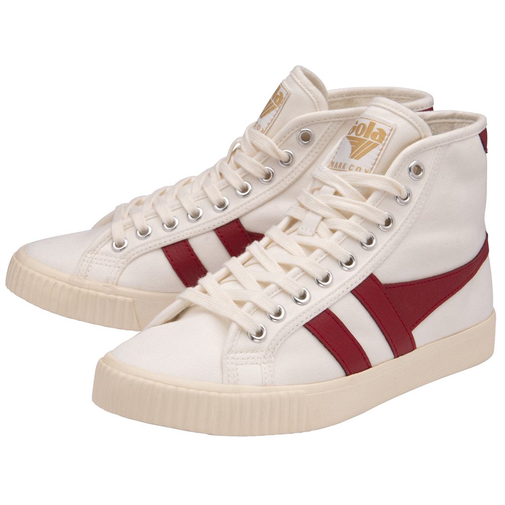 Gola Vegan Classics Tennis Mark Cox High Sneakers Blancos Rojos Oscuro Mexico | OJN-691752